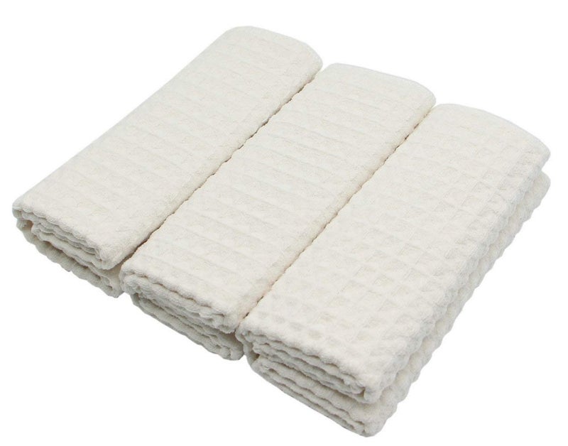 VeraSong Waffle Weave Kitchen Drying Towels - Thick Microfiber, Absorbent, Lint Free 16Inch x 24Inch 3 Pack Beige - Image 4